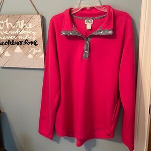 Ellie O Pink 1/4 Button Pullover with Black/White Gingham - XL - Great C…